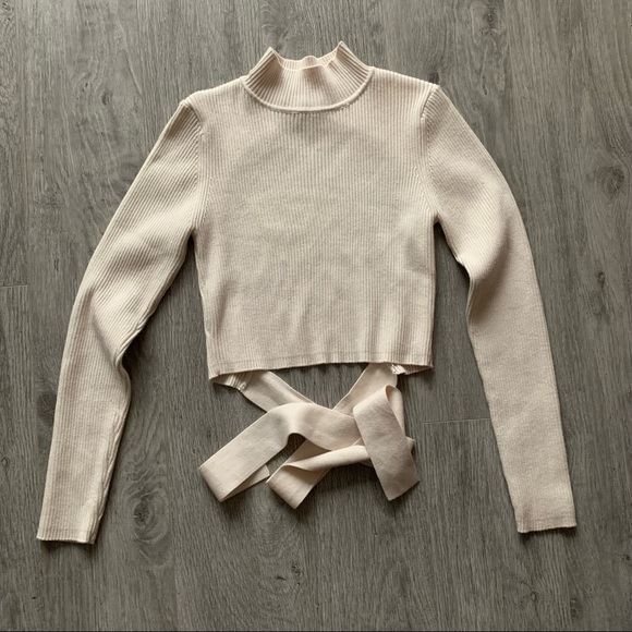 Zara cream color cross back crop knit - Picture 2 of 3